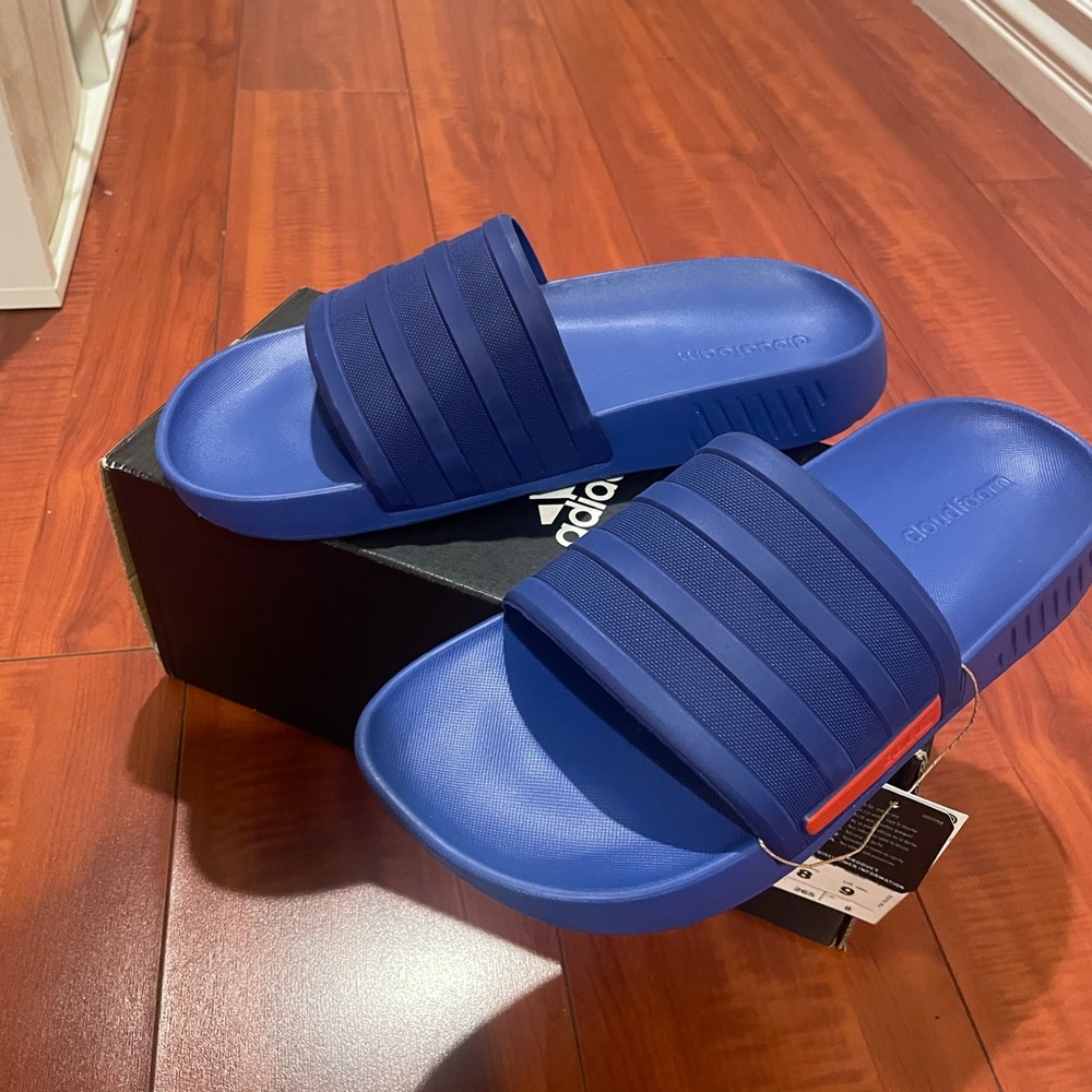 Adidas blue Slippers (slides) unisex (Mens 8/ Womens 9)